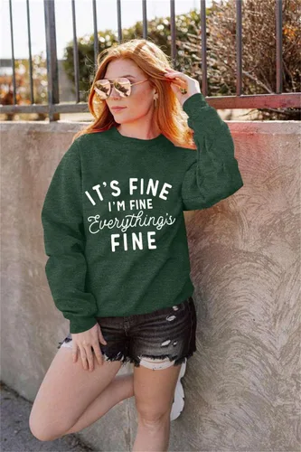Vista 65 de Sudadera de gran tamaño para mujer, sudadera divertida con frases divertidas, casual, cuello redondo, suéter de manga larga para otoño