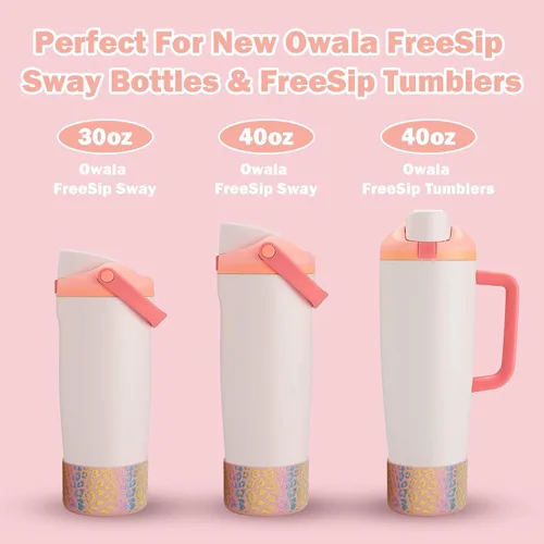 Vista 2 de WK IEASON 2PCS Protective Silicone Boots Compatible with Owala FreeSip Sway 30oz 40oz Bottles and 40oz Tumblers, Anti-Slip Bottom Cover Boot for