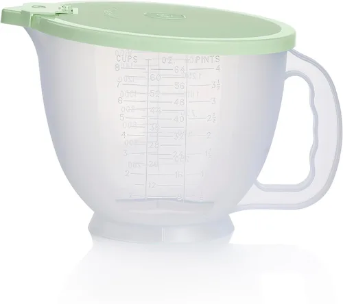 Vista 7 de Set de jarras Tupperware Classic Mix-N-Store en verde menta y rosa caramelo, apto para lavavajillas y sin BPA (2 tazones, 2 tapas)