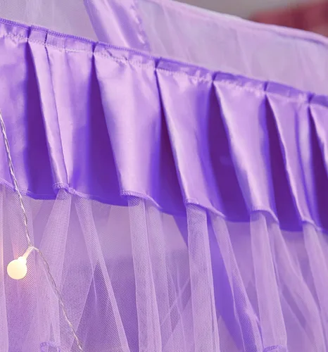 Vista 6 de Mengersi Cortinas de cama con dosel tamaño Queen – Cortinas de dosel de cama – Toldo de 4 aperturas para cama – Lindo regalo de decoración de Morado