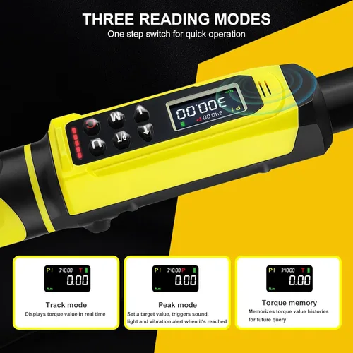 Vista 5 de ATsafepro Llave Dinamométrica Digital - Impulsor de 1/2 Pulgada y 5.1-340Nm (3.8-250.8 ft-lb), Llave Dinamométrica de Servicio Pesado con Zumbador