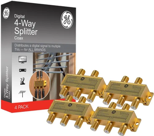 Vista 7 de GE 335 - Divisor de cable coaxial digital de 2 vías, 2.5 GHz 5-2500 MHz, compatible con RG6, funciona con TV HD, satélite, Internet de alta