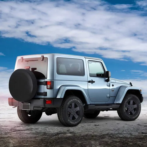 Vista 4 de Cubierta de rueda de repuesto, de piel de PVC, impermeable, a prueba de polvo, con bandera estadounidense, para Jeep Liberty Wrangler Rv, Negro