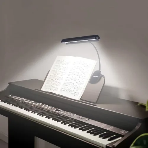 Vista 3 de Luz de soporte de música, luces de piano con clip, 9 luces LED de orquesta, lámpara de libro para músico, totalmente ajustable, sin parpadeo