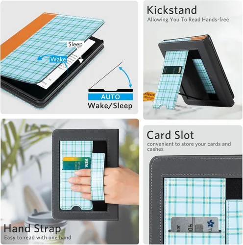 Vista 356 de CoBak Funda inteligente para Kindle Paperwhite de 6.8" de 11ª generación 2021 con función de encendido automático, ligera, delgada, de piel **Salvia