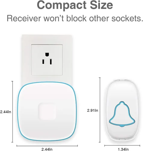 Vista 6 de BO YING - Timbre inalámbrico, timbre de puerta impermeable con 38 melodías y flash LED, rango de 1000 pies, volumen de 4 niveles, 2 botones remotos