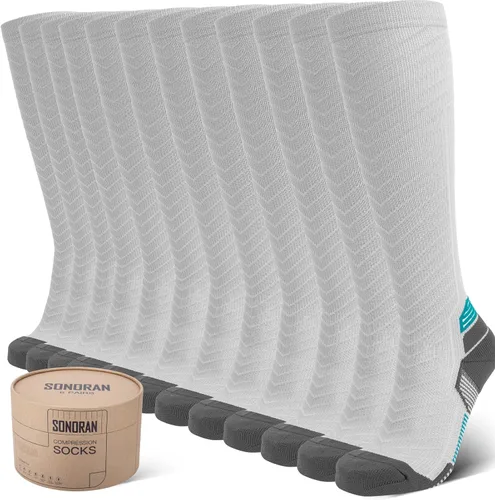 SONORAN Calcetines de compresión para hombres y mujeres (246 pares) 20-30 mmHg de compresión graduada hasta la rodilla para correr, atletismo