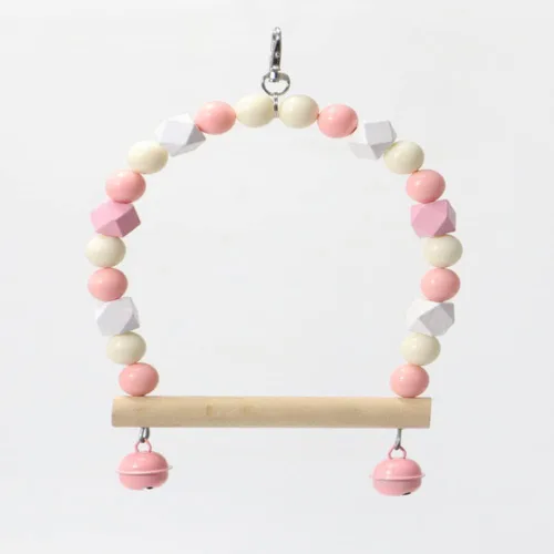 Vista 5 de Columpio de madera para pájaros para cacatúas, loros, perca, juguetes colgantes, periquitos, jaulas, patio de recreo, accesorios de gimnasios