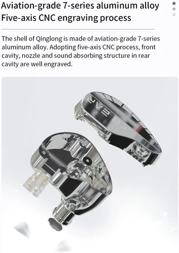 Vista 3 de KBEAR Qinglong - Auriculares intrauditivos con cable sin micrófono, poliuretano + PEEK de doble capa de diafragma compuesto en el oído, auriculares