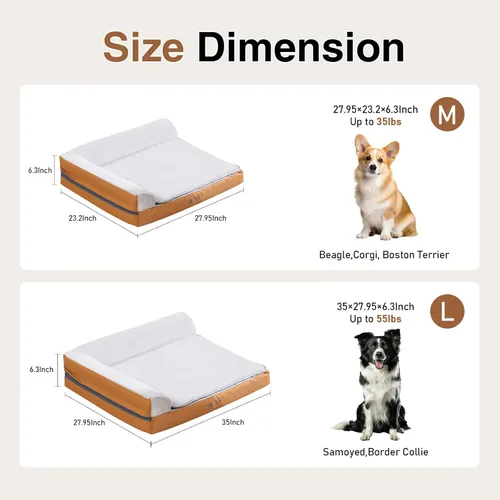 Vista 9 de Cama térmica para perros de tamaño mediano, funda impermeable para mascotas, sofá ortopédico mediano para perros, espuma viscoelástica