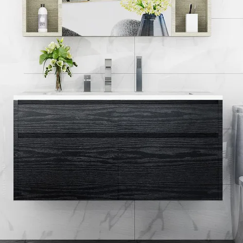 Vista 3 de Black Wood Wallpaper 15.8"x394" Self Adhesive Peel and Stick Black Contact Paper Removable Wallpaper for Cabinet Countertop Furniture Kitchen Vinyl