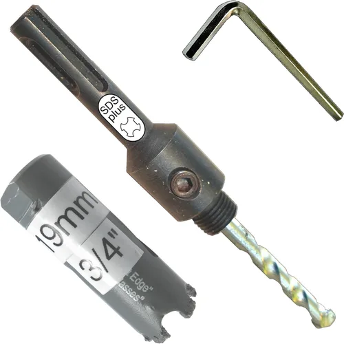 Broca de sierra de carburo de 3/4 pulgadas con eje SDS Plus para taladro SDS Plus, estuco, ladrillo, fibra de vidrio, yeso reforzado y sierra de