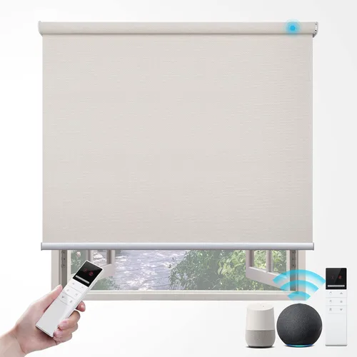 ZSTARR Cortina inteligente motorizada, persiana enrollable opaca automática con control remoto, compatible con Alexa, persianas recargables de Color