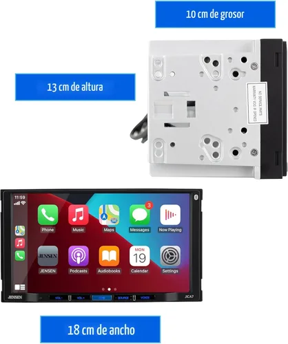 Vista 6 de JENSEN J1CA7 7 pulgadas certificado Apple CarPlay Android Auto Radio estéreo de coche con pantalla táctil doble DIN Llamadas manos libres