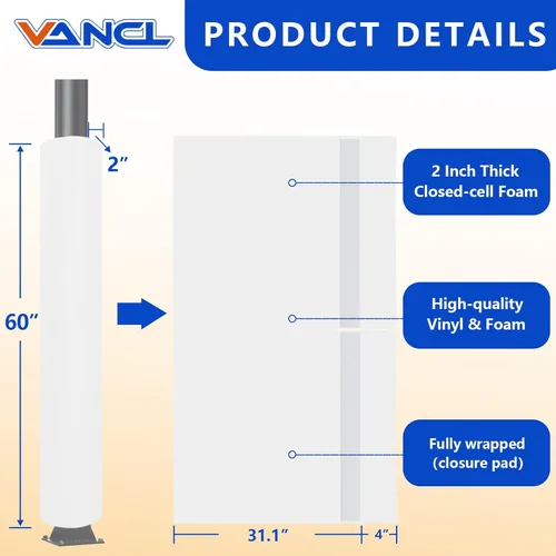 Vista 60 de Almohadilla de seguridad resistente para postes redondos de 3 a 5 pulgadas, impermeable y duradera, garaje, sótano, almohadilla de seguridad