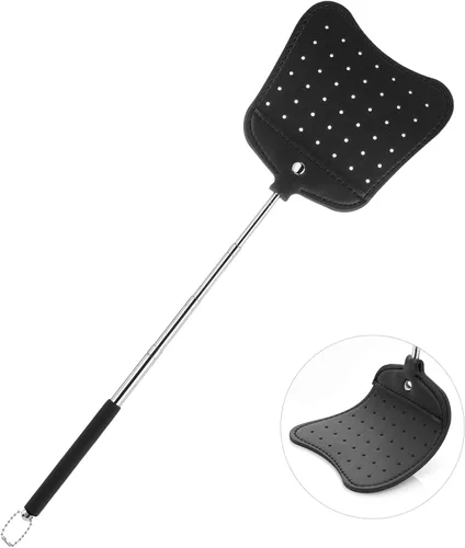 Vista 8 de Foxany Matamoscas de cuero, matamoscas telescópico resistente, paquete flexible de matamoscas manual, matamoscas extensible con mango de metal largo