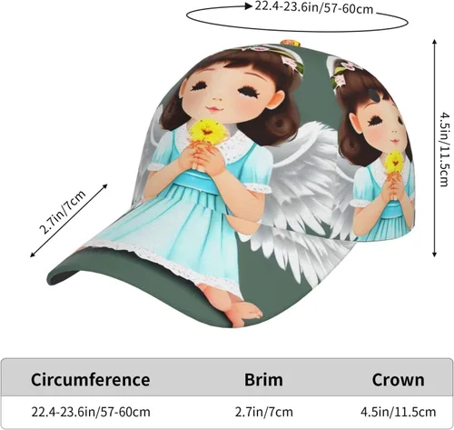 Vista 8 de Cute Little Angel Comfortable Curved Brim Baseball Cap,Four-Season,with A Unique Printed Design That Breaks The Rules and Shows Your Personality