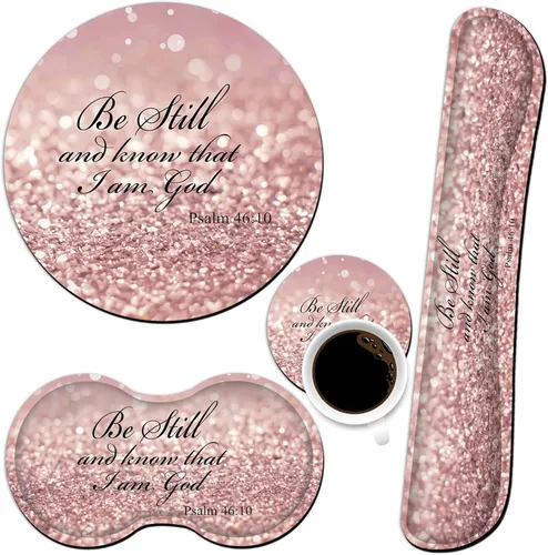 Vista 12 de Reposamuñecas para teclado + alfombrilla para mouse + reposamuñecas para mouse + posavasos, espuma viscoelástica ergonómica, juego de 4 alfombrillas