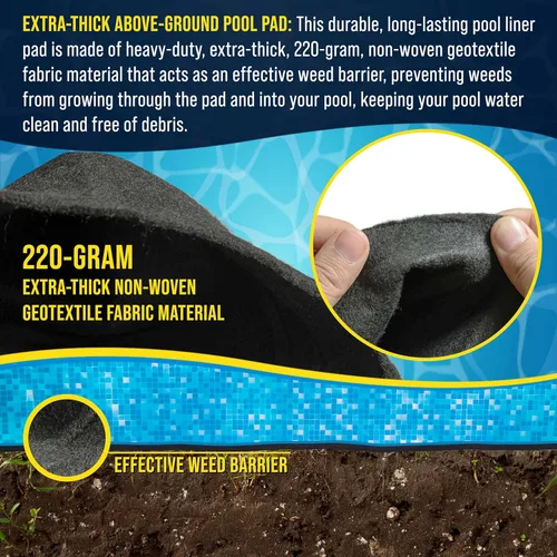 Vista 4 de U.S. Pool Supply Ground Shield - Almohadilla para revestimiento de piscina redonda de 12 pies de servicio pesado para piscinas sobre el suelo