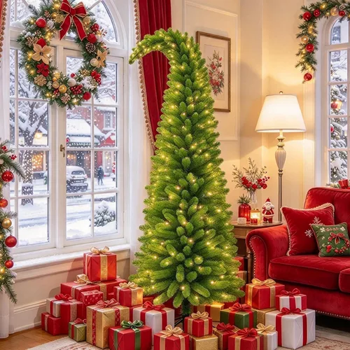 Vista 10 de Árbol de Navidad preiluminado de 6 pies con 210 luces Verde-clásico