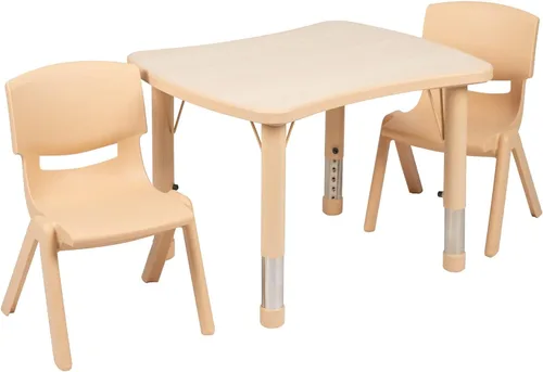 Vista 2 de Flash Furniture Emmy 21.875 pulgadas de ancho x 26.625 pulgadas de largo, color rojo, mesa de actividades rectangular de plástico ajustable