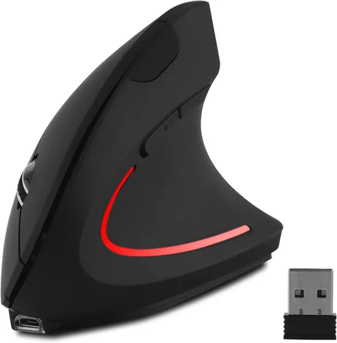 Mouse inalámbrico vertical ergonómico, ratones ópticos recargables de 2.4 GHz, 80012001600 DPI, 6 botones para laptop, PC, computadora, escritorio,