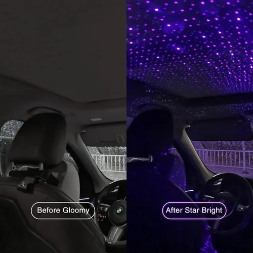 Vista 2 de Proyector de estrellas de luz nocturna, accesorios de coche para mujeres y hombres, luces LED románticas para el interior del automóvil, luces