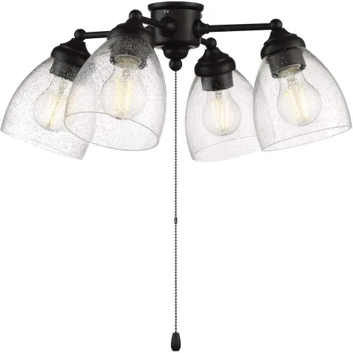 Vista 2 de Craftmade Lighting LK401105-FB-LED - Kit de 4 luces LED universales de 20.24 pulgadas, 28 W, acabado negro plano con vidrio sembrado transparente