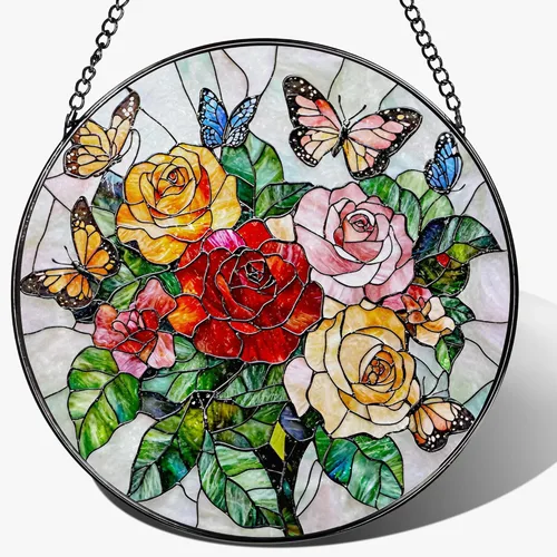 Vista 17 de Atrapasoles para colgar vidrieras, 8 pulgadas, atrapa el sol para ventana interior, mariposa para puertas de ventanas, decoración del hogar