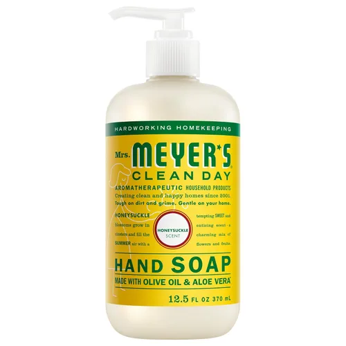 MRS. MEYER'S Clean Day Jabón de manos, hecho con aceites esenciales, fórmula biodegradable, madreselva, 12.5 onzas líquidas