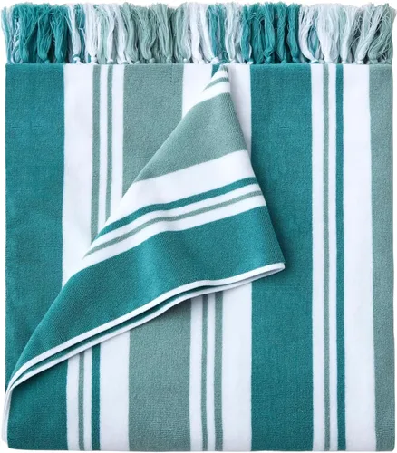 Vista 9 de Laguna Beach Textile Co. Toalla de playa Tropical Cabana - De gran tamaño, de felpa, 630 GSM de algodón - Azul Agave Agave Azul