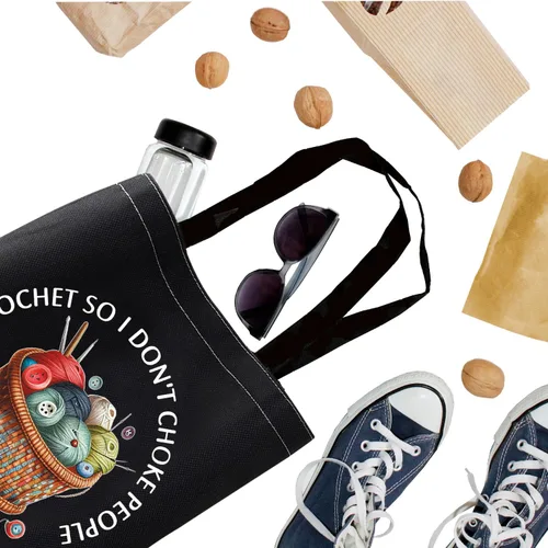 Vista 7 de BDPWSS Regalo de ganchillo - Regalo de tejer I Crochet So I Don't Choke People Save A Life Send Yarn Tote Bag