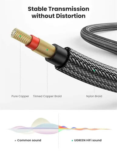 Vista 5 de UGREEN Cable TS mono Jack de 1/4 de pulgada de alta calidad de 0.25 in, cables de conexión de guitarra desequilibrados, cable de instrumento macho a