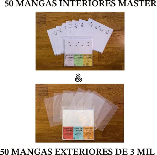 Vista 2 de Paquete combinado de 100 fundas LP – 50 fundas exteriores y 50 fundas interiores para discos de vinilo de 12" pulgadas – Protege tu colección