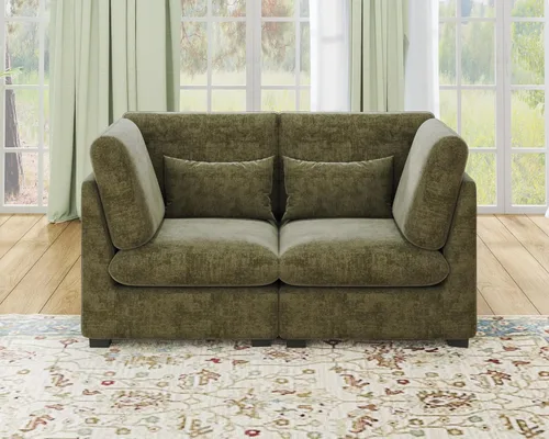Vista 35 de Sofá modular de felpilla de 77 pulgadas, sofá modular de nube lavable con otomana, sofás seccionales de 3 plazas para sala de estar, cubierta