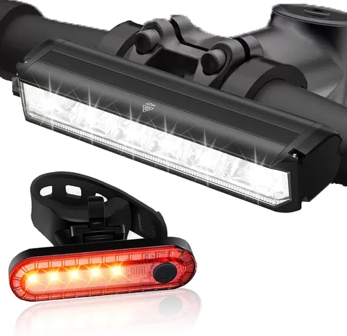Juego de luces brillantes para bicicleta para ciclismo nocturno, luz LED para bicicleta de haz alto y haz bajo, juego de faros delanteros de