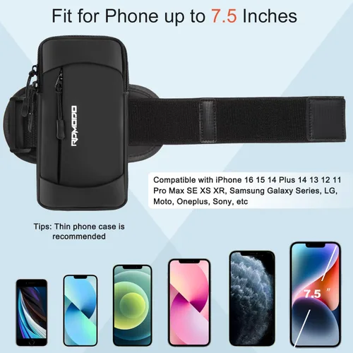 Vista 3 de Soporte para teléfono y bolsa cruzada para teléfono para correr, correa para el brazo para teléfono para correr y caminar, bolsa impermeable