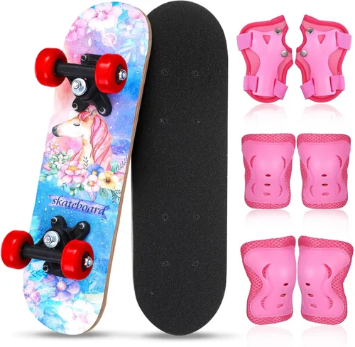 Vista 13 de Honoson Juego de 7 piezas de rodilleras, coderas y muñequeras para patinetas para principiantes y niños pequeños