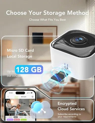 Vista 7 de GNCC Cámara de seguridad interior 2K para el hogar, cámara para mascotas con WiFi de doble banda, mini cámara para perros con aplicación