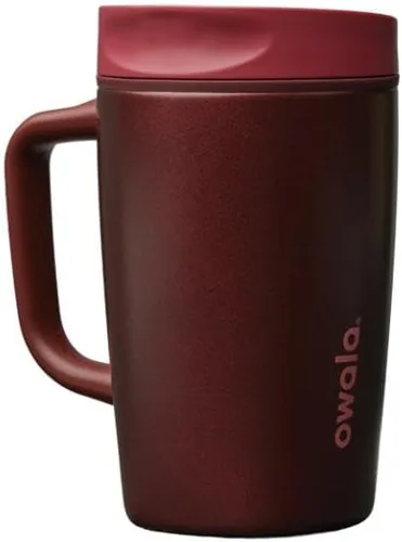 Vista 9 de Owala SmoothSip Slider - Vaso de café aislado de acero inoxidable, reutilizable, taza de café helado, taza de viaje para café caliente, sin BPA, 12