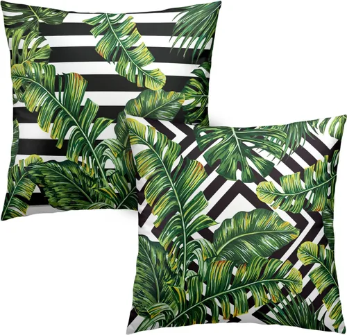 Vista 29 de Juego de 2 fundas de almohada con diseño de rayas de cebra de 18 x 18 pulgadas, fundas de almohada cuadradas decorativas en blanco y negro, fundas