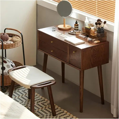 Vista 8 de BONAD Simple Dressing Table Bedroom Dressing Table Small Dressing Table Desk Makeup Stool Set Wooden with Drawer Dressing Table (Size : 68cm)