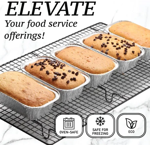 Vista 4 de Paquete de 35 mini moldes para pan de papel de aluminio de 1 libra, moldes de pan de aluminio para hornear, perfectos para hornear panes, pasteles