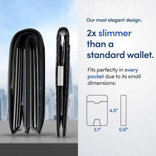 Vista 4 de TRAVANDO - Cartera delgada, con clip de dinero y bloqueador de lector AUSTIN RFID, tamaño mini y plegado doble, para hombres., cartera Rfid, S
