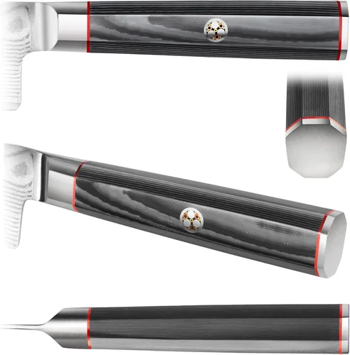 Vista 2 de Cangshan YARI Series 501288 Cuchillo Sashimi de 8 pulgadas con funda, acero de Damasco X-7