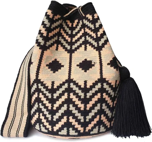 Bolso WAYUU tradicional, Crossbody de ganchillo original, bolso de cubo colombiano hecho a mano, bolso ético, mochilas artesanales. Fluida