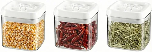 Vista 22 de Felli Flip Tite TALL Storage Container with Lid 4" Air Tight Easy Open Ring Top, Clear Acrylic Skinny Canister Jar for Spaghetti Lasagna Fettuccine