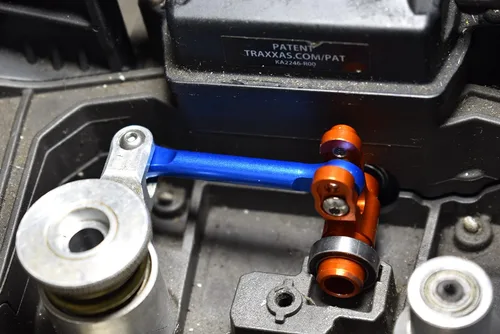 Vista 5 de GPM Para Traxxas X Maxx 4 x 4 piezas de actualización de aluminio servo montaje + barra de acoplamiento de acero inoxidable + bocina servo