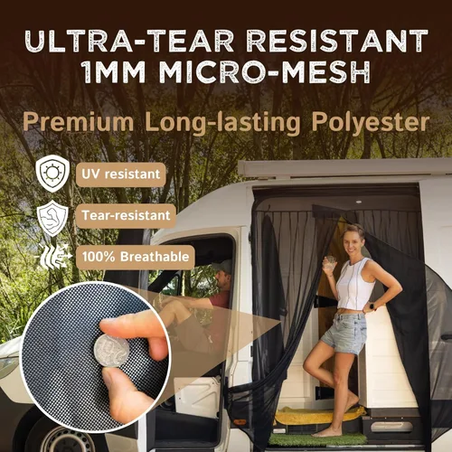 Vista 5 de Living in a Bubble Van Bug - Pantalla para techo estándar Mercedes Sprinter y Ford Transit y High Roof RAM Promaster, mosquitero de puerta lateral