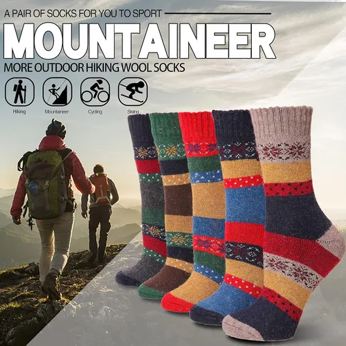 Vista 2 de EBMORE - 5 pares de calcetines térmicos de lana merino para mujer, para el invierno, cálidos, gruesos, para senderismo, cómodos, cálidos